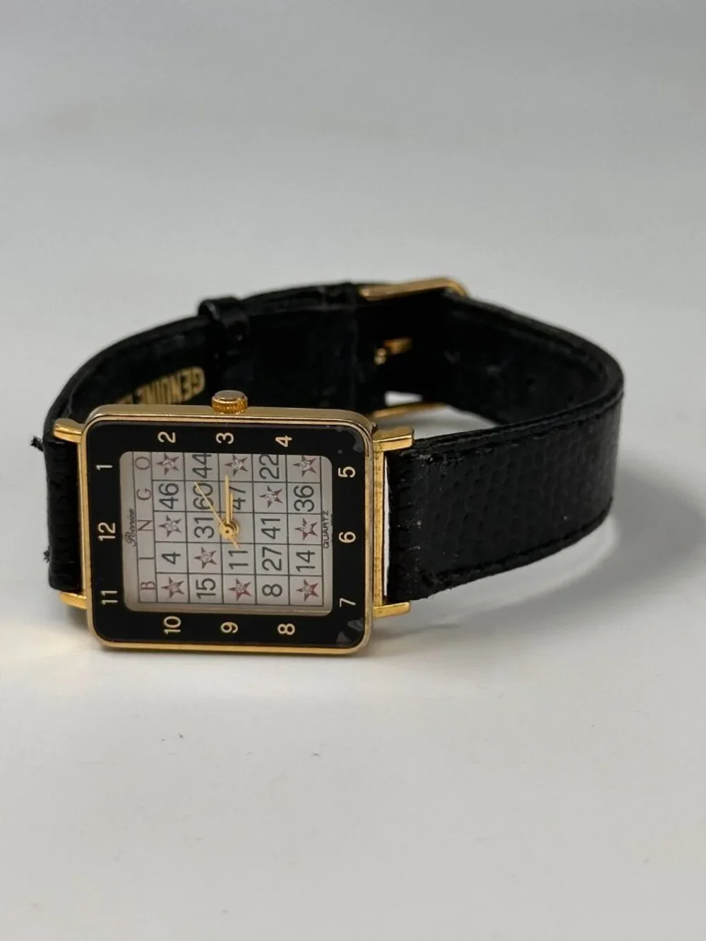 Ronica Bingo Watch Women 25mm White Dial Gold Tone Leather New Battery